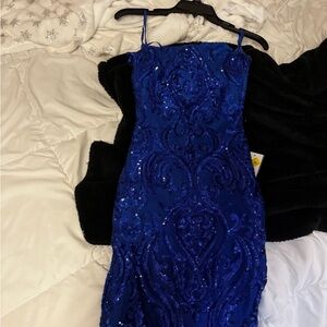 B Darlin Royal Blue Sequin Prom Dress
